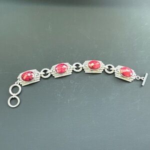 Nicky Butler Sterling Silver Faceted Ruby Corundum Bracelet | Art Deco Style